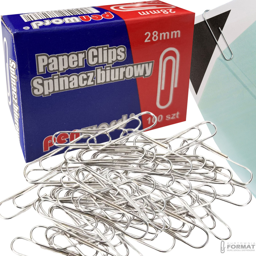 SPINACZE BIUROWE PENWORD 28mm OKRĄGŁE DO PAPIERU ZESTAW 100szt 1