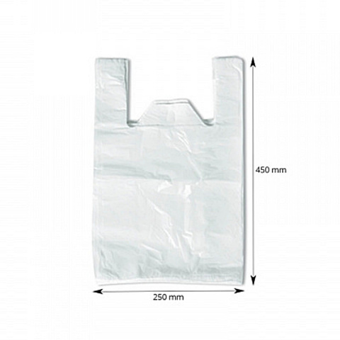 REKLAMÓWKA HDPE 25/45 BIAŁA NIEBIESKI NAPIS 9 mikr 1