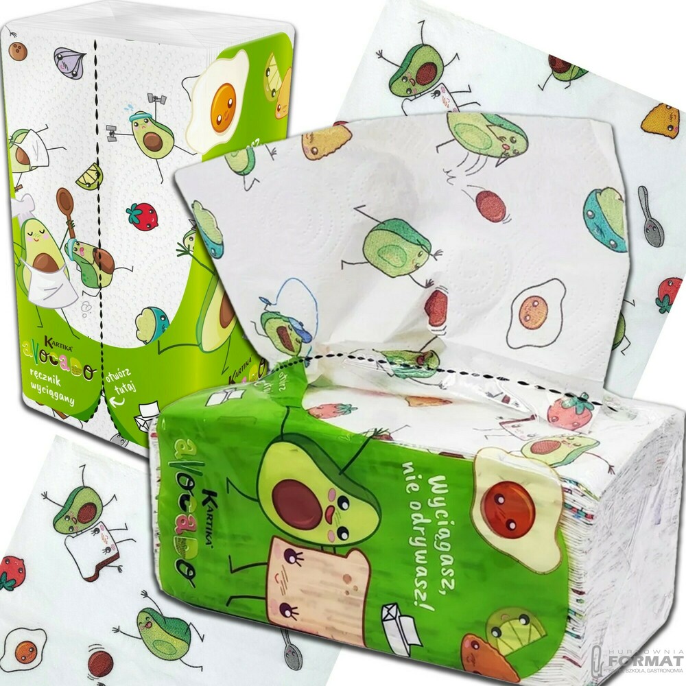 RĘCZNIK ZZ KARTIKA ZE WZOREM AVOCADO 2 WARSTWY 150szt PRZEDSZKOLE SZKOŁA 1