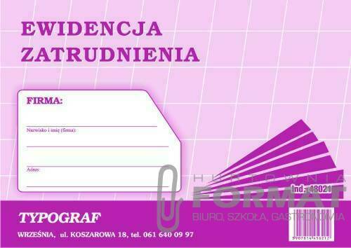 EWIDENCJA ZATRUDNIENIA A5 48021 1