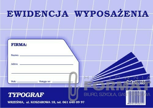 EWIDENCJA WYPOSAŻENIA A'5 48015 1