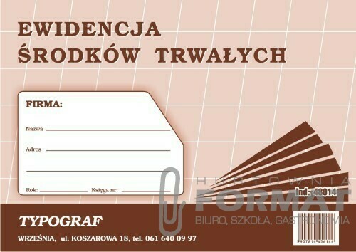EWIDENCJA ŚRODKÓW TRWAŁYCH A5 48014 1
