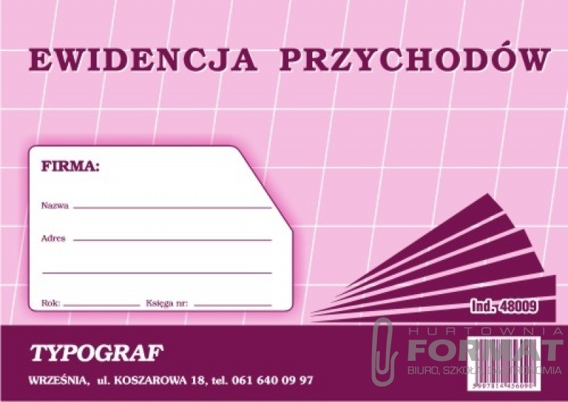 EWIDENCJA PRZYCHODÓW A'5 RYCZAŁT 48009 1