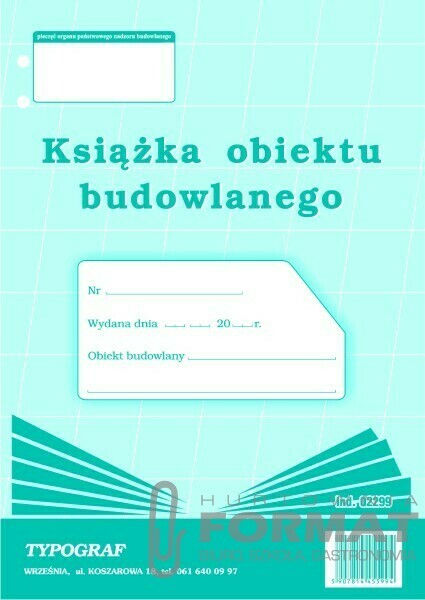 KSIĄŻKA OBIEKTU BUDOWLANEGO TYPOGRAF 02299 1