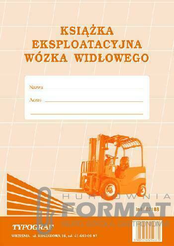 Książka eksploatacyjna wózka widłowego 02188 1