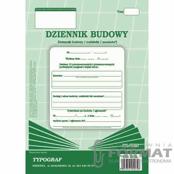 DZIENNIK BUDOWY 20K 02275 1