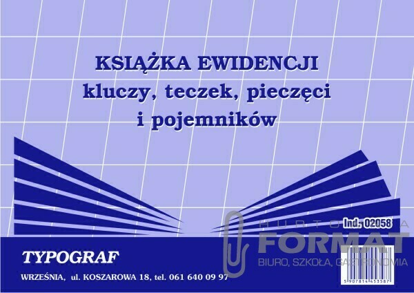 KSIĄŻKA EWIDENCJI KLUCZY, TECZ. A5 02058 1