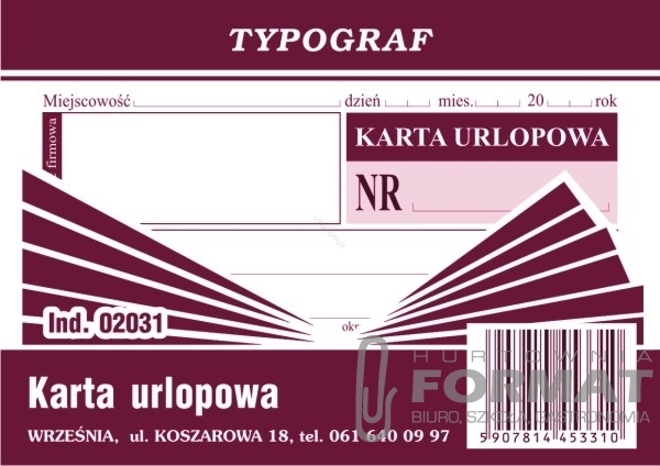 KARTA URLOPOWA A7 02031 1