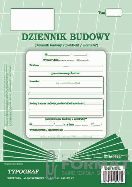 DZIENNIK BUDOWY 60K TYPOGRAF 02277 1