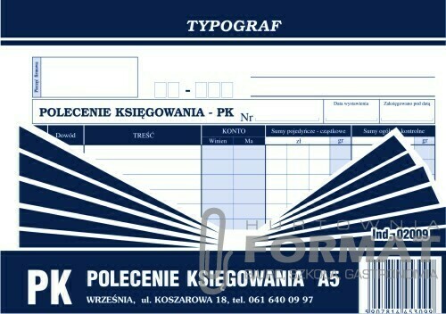 POLECENIE KSIĘGOWANIA A5 OFSET TYPOGRAF 02009 1