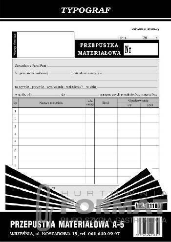PRZEPUSTKA MATERIAŁOWA A5 01185 1
