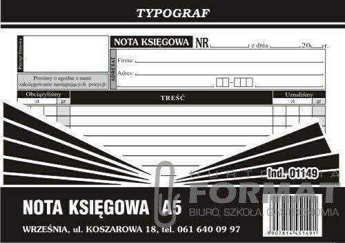 NOTA KSIĘGOWA A'5 /S/ 01149 1
