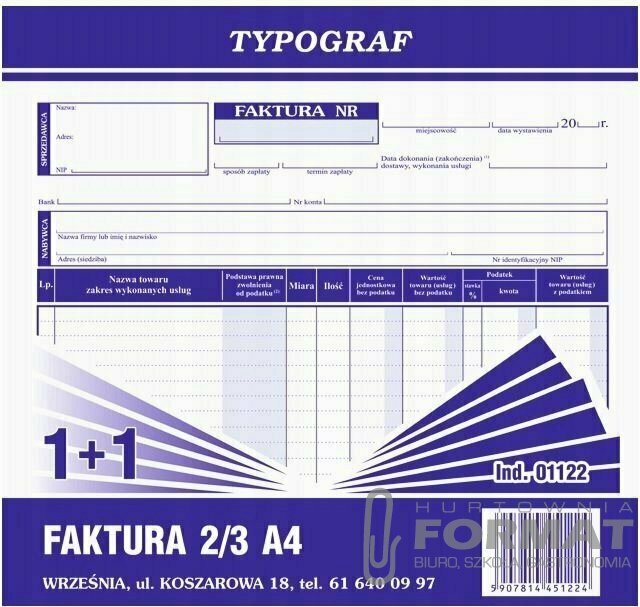 FAKTURA 2/3 TYPOGRAF 1+1 01122 1