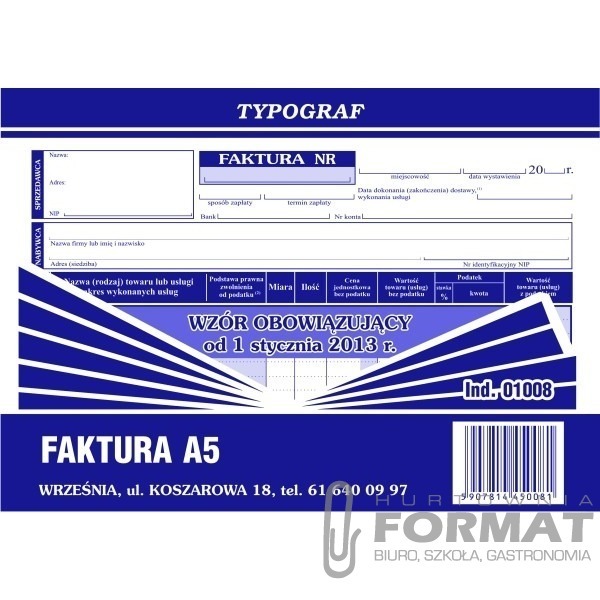 FAKTURA VAT A'5 01008 1
