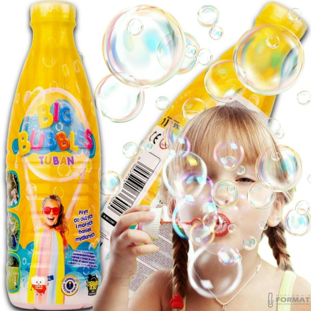 PŁYN DO DUŻYCH BANIEK MYDLANYCH 1L TUBAN POLSKI PŁYN DLA DZIECI BIG BUBBLES 1