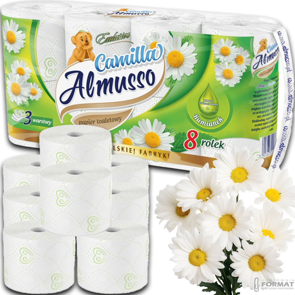 PAPIER TOALETOWY ALMUSSO CAMILLA 8 ROLEK CELULOZA RUMIANKOWY 3 WARSTWOWY 1