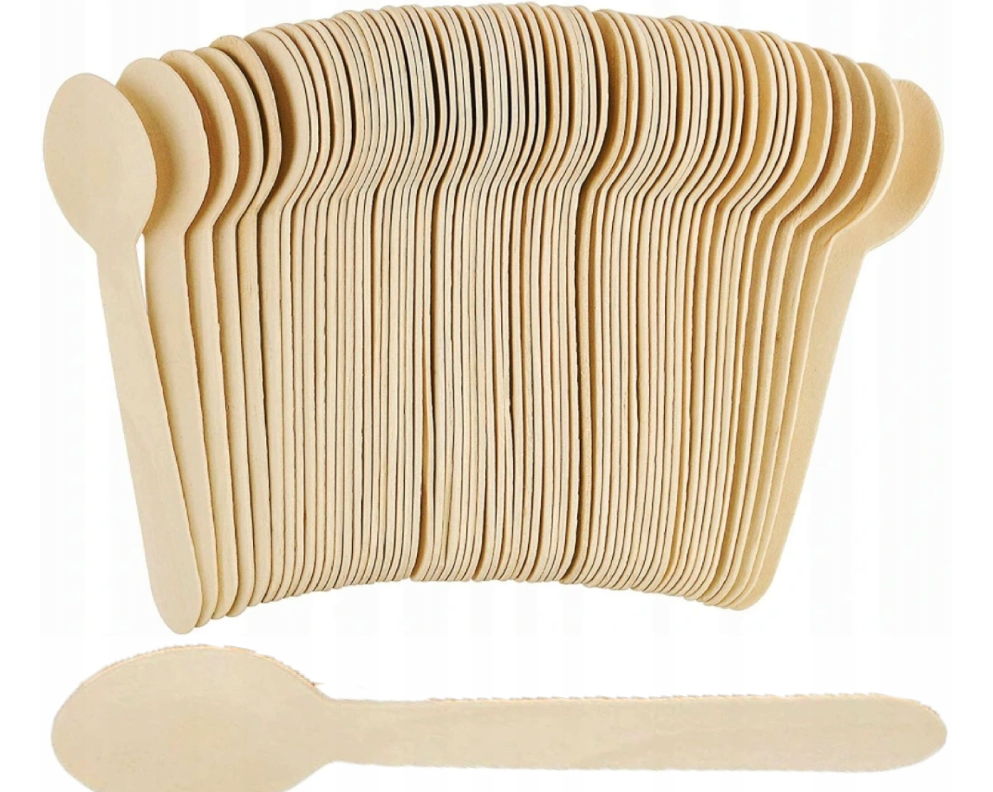 Łyżki drewniane Łyżka Sztućce EKO 16 cm 100 sztuk 1