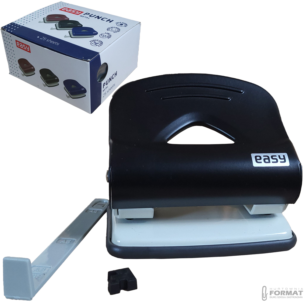 DZIURKACZ METALOWY CZARNY DO 25 KARTEK EASY STATIONERY 86679 1