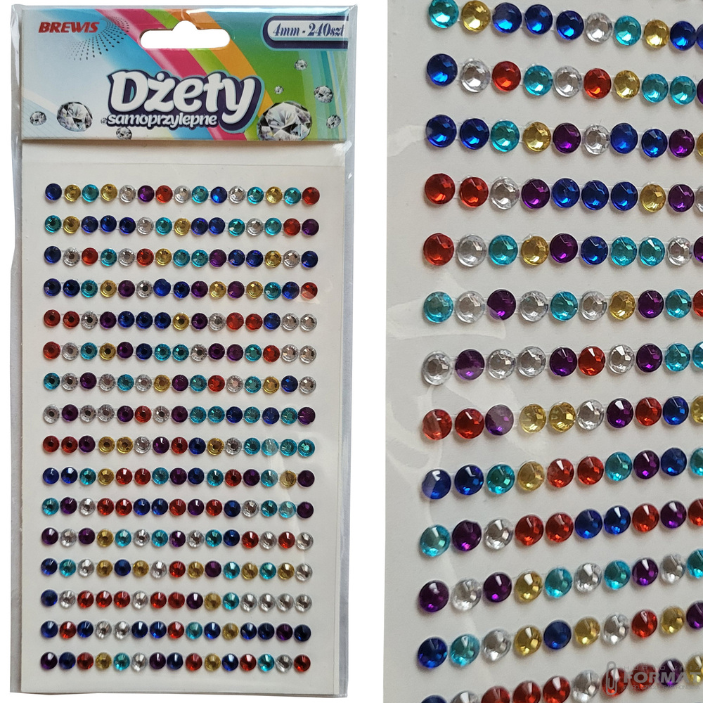 DŻETY SAMOPRZYLEPNE MIX KOLORÓW 4 mm 240 SZTUK BREWIS 1