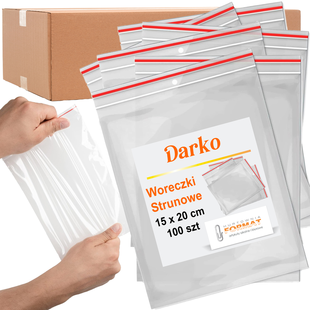 WORECZKI STRUNOWE torebki z zamkiem strunowym zip lock mocne 150x200 100szt 1