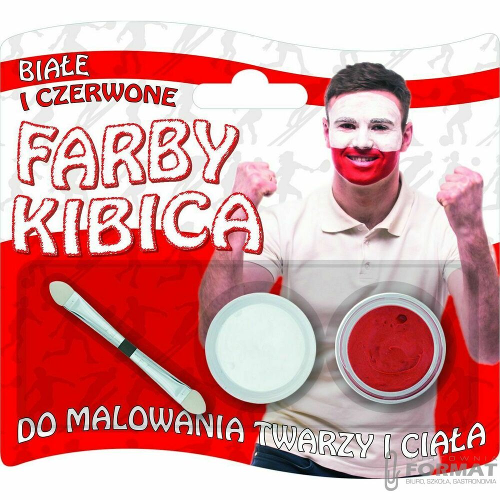 Farba do malowania twarzy Titanum dla kibica biała/czerwona 2 kolor. 1