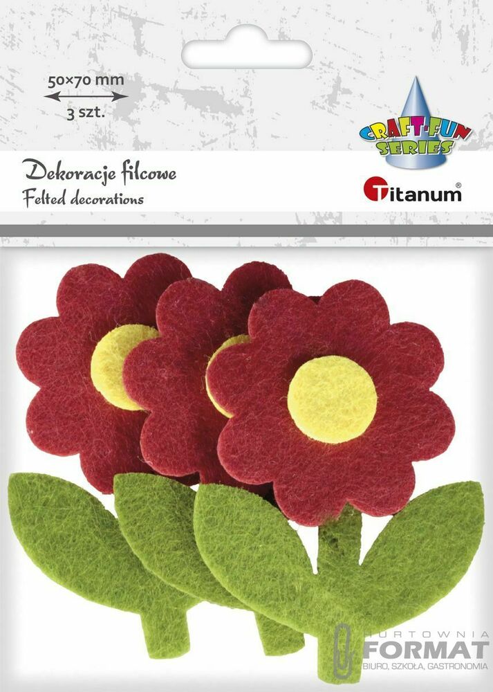 Ozdoba filcowa Titanum Craft-Fun Series kwiatki z łodygą (EA081) 1