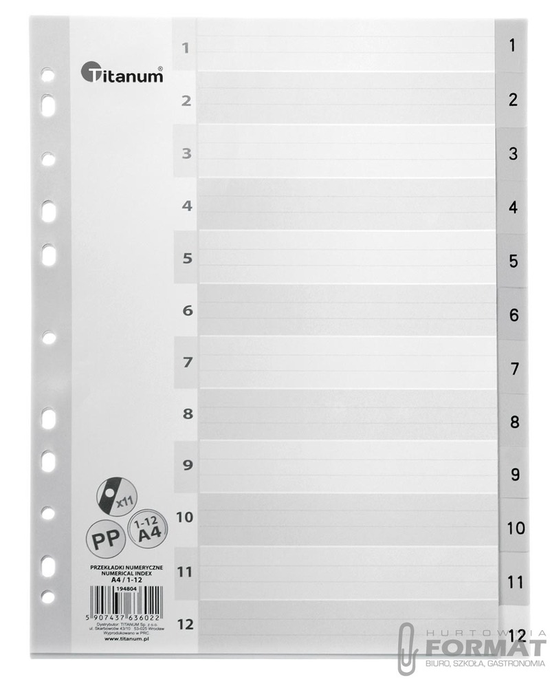 PRZEKŁADKI A4/1-12 PP TITANUM 194804 1