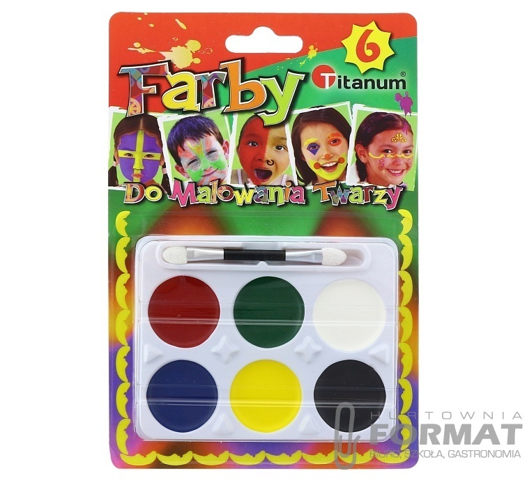 Titanum Farby do malowania twarzy 6 farb + pędzel 1