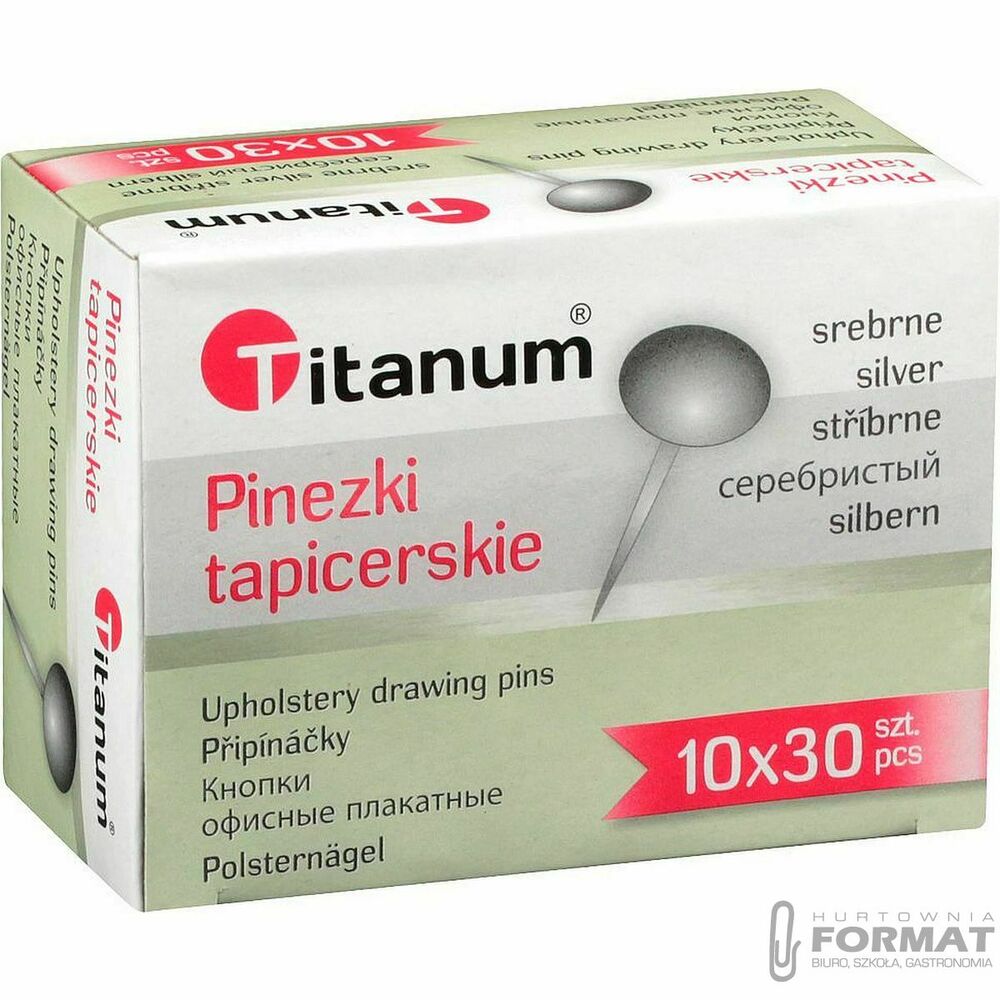 Pinezki Titanum srebrne tapicerskie kolor: srebrny 30 szt 1