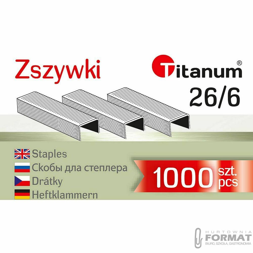 Zszywki 26/6 Titanum 26/6 1000 szt 1