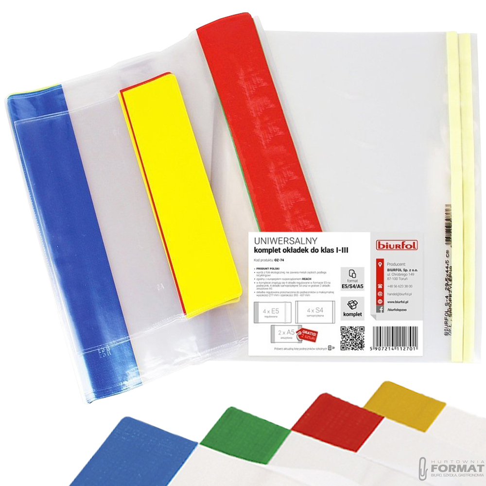 UNIWERSALNY KOMPLET OKŁADEK BIURFOL DO KLAS 1-3 FORMATY E5/S4/A5 1