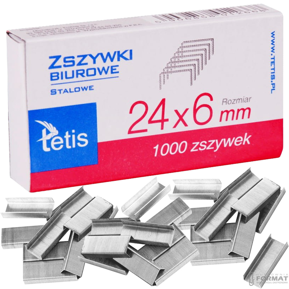STALOWE ZSZYWKI BIUROWE DO ZSZYWACZA 24 x 6 mm TETIS 1000 szt. 1