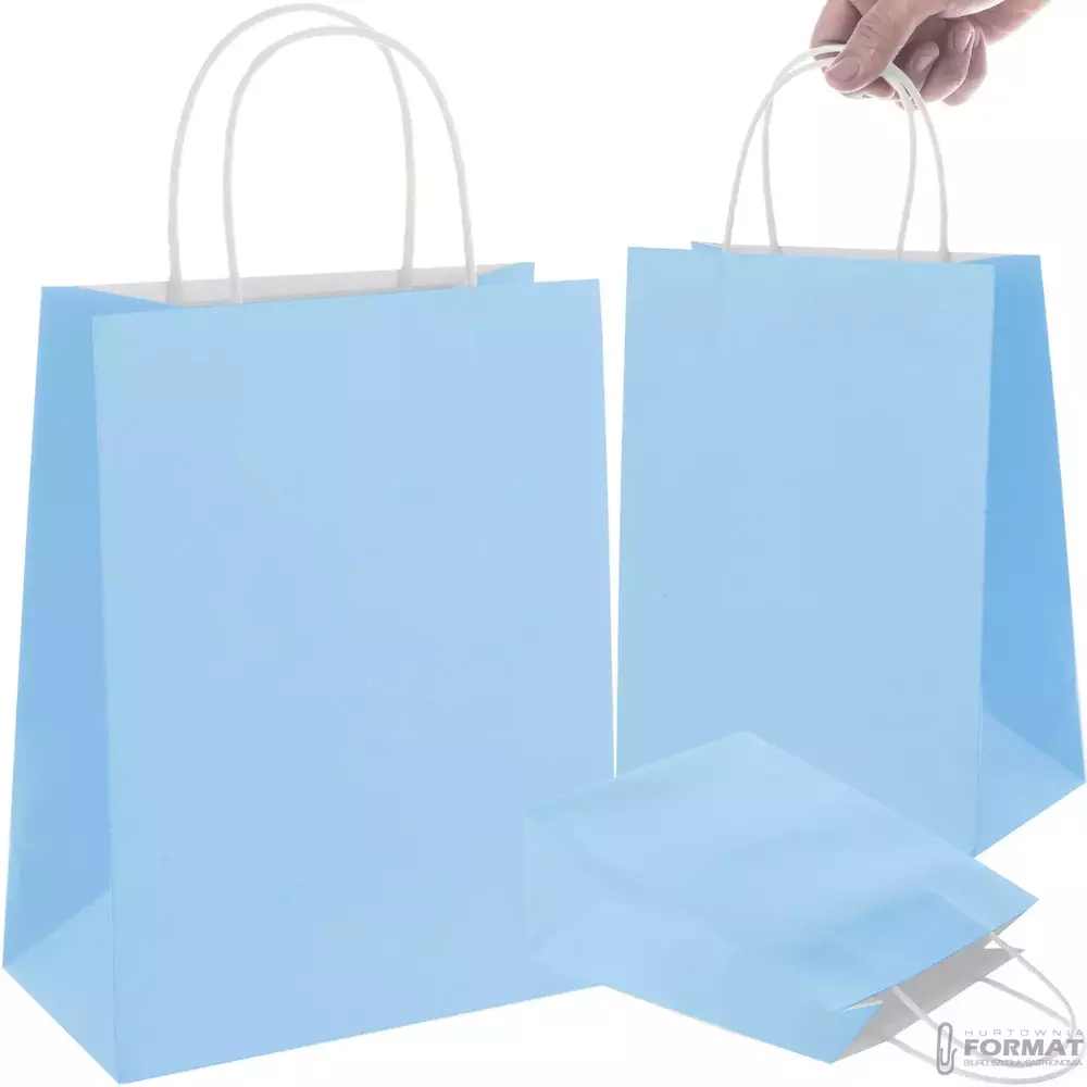 TORBA PAPIEROWA NIEBIESKA PASTELOWA A4 240/100/320 1