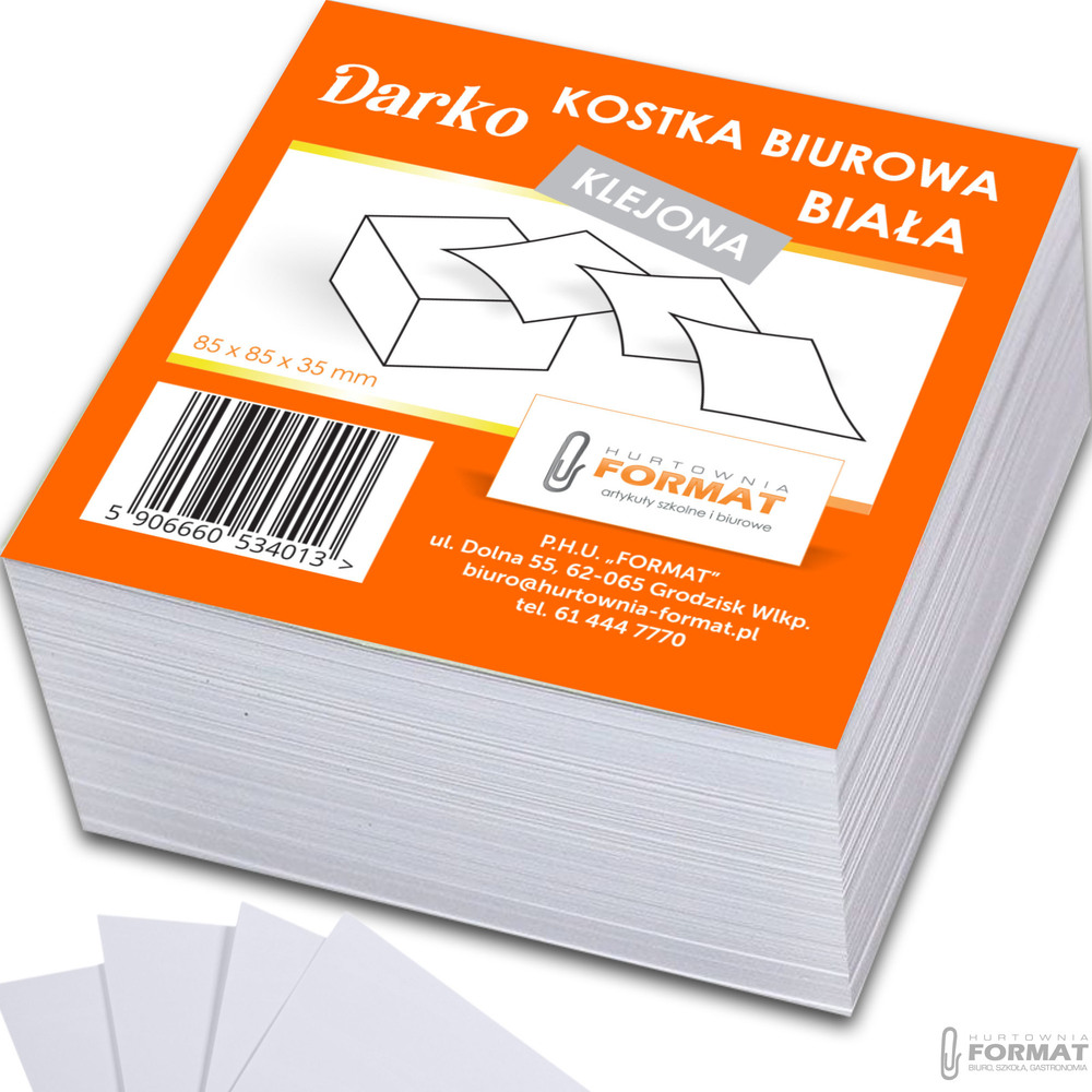 KOSTKA BIUROWA KLEJONA BLOCZEK BIAŁA DO NOTOWANIA 85x85x35mm 1