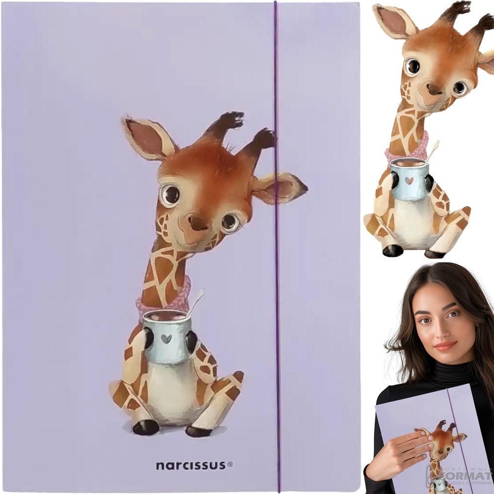 TECZKA PAPIEROWA NARCISSUS A4 Z GUMKĄ WERSJA FUN ŻYRAFA 1