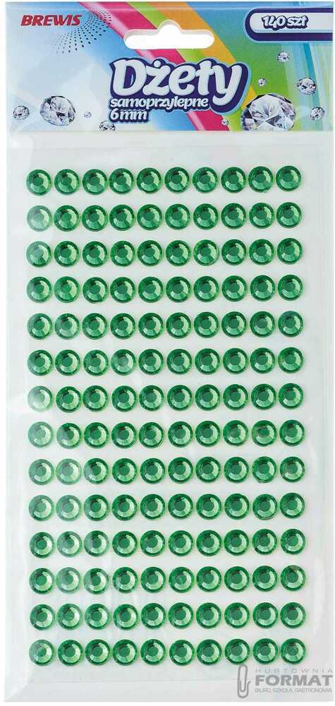 Dżety samoprzylepne Brewis Zielone 6 mm 140 szt. 1