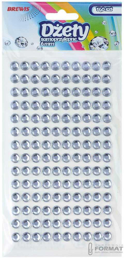 Dżety samoprzylepne Brewis Srebrne 6 mm 140 szt. 1