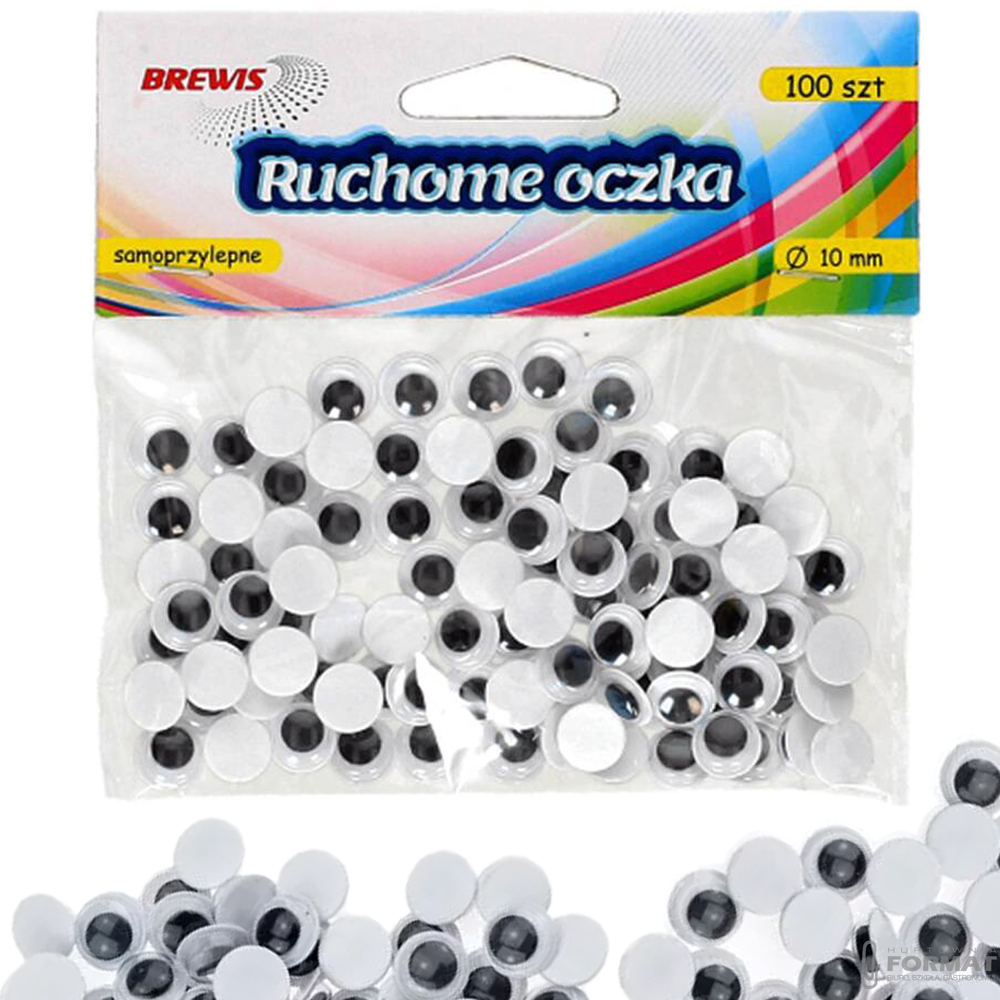 RUCHOME OCZKA SAMOPRZYLEPNE 10 mm 100 SZTUK BREWIS 1