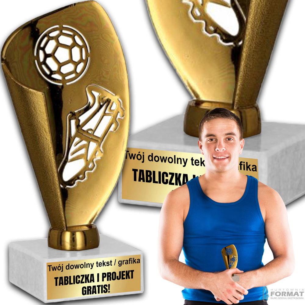 PUCHAR TROFEUM NAGRODA STATUETKA SOLIDNA 3D 13,5cm KOLOR BRĄZ + GRAWER 1