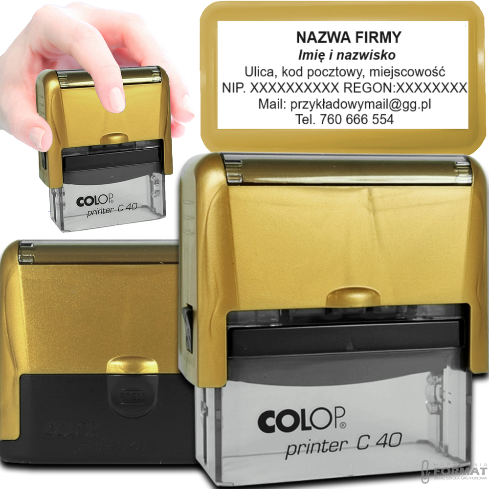 PIECZĄTKA COLOP C40 DO 8 LINII FIRMOWA IMIENNA BIUROWA PROJEKT + GUMKA 1