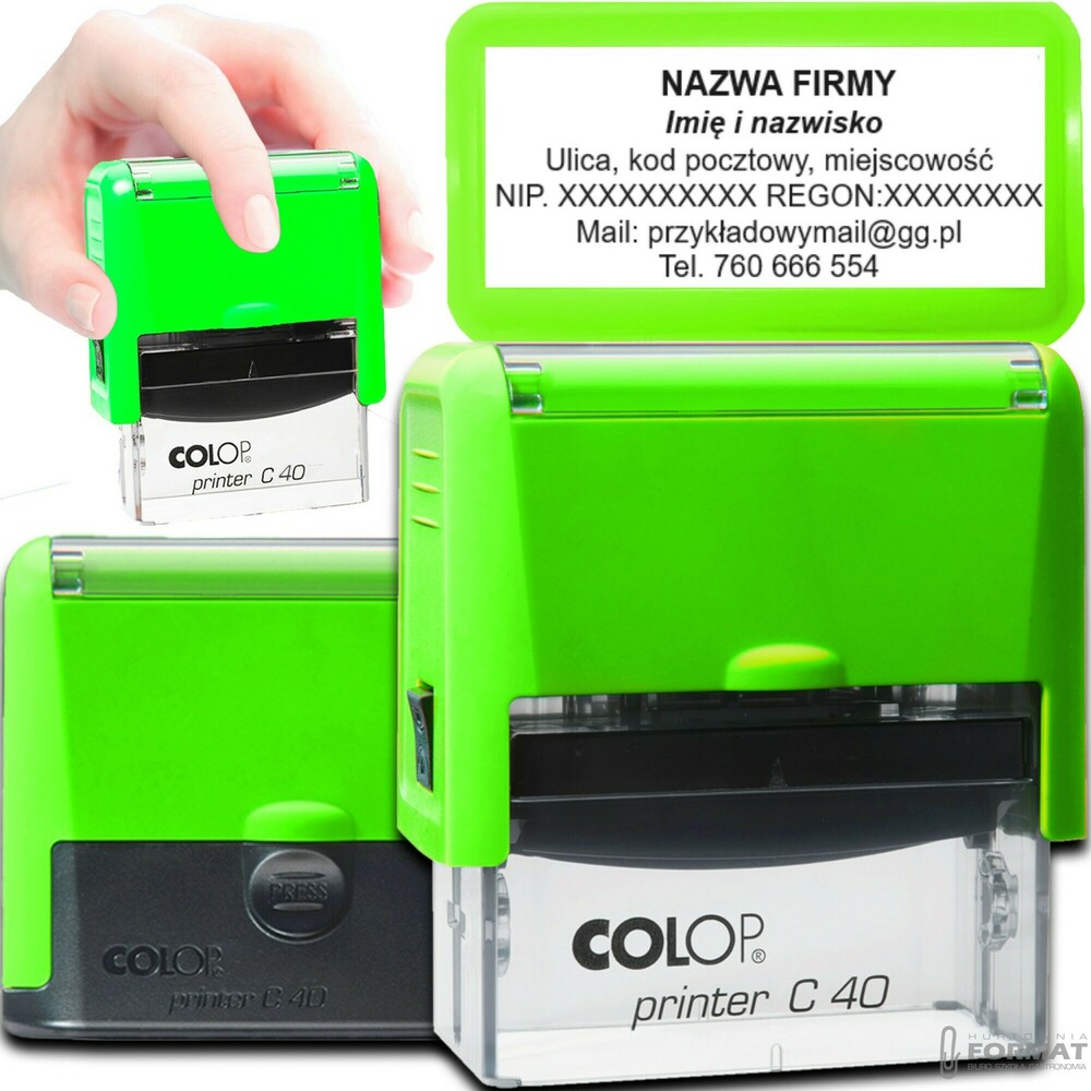PIECZĄTKA COLOP C40 DO 8 LINII FIRMOWA IMIENNA BIUROWA PROJEKT + GUMKA 1