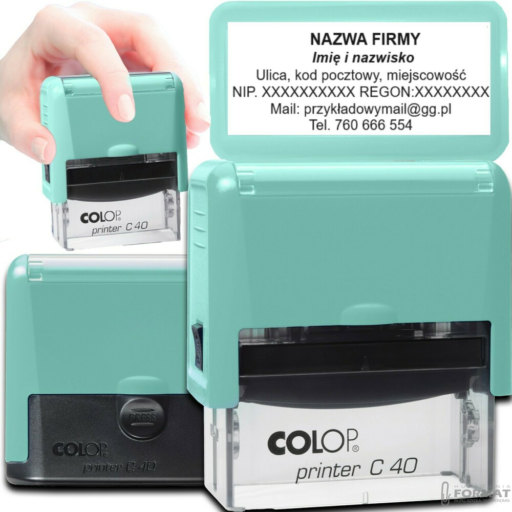 PIECZĄTKA COLOP C40 DO 8 LINII FIRMOWA IMIENNA BIUROWA PROJEKT + GUMKA 1