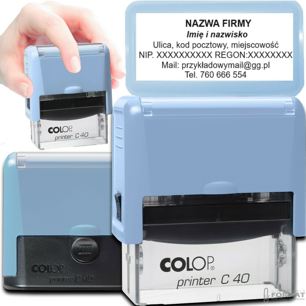 PIECZĄTKA COLOP C40 DO 8 LINII FIRMOWA IMIENNA BIUROWA PROJEKT + GUMKA 1