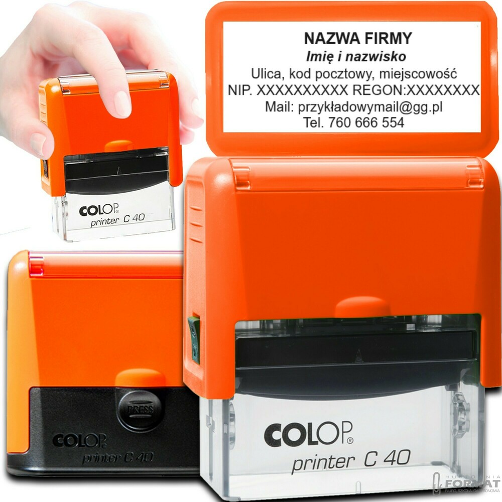 PIECZĄTKA COLOP C40 DO 8 LINII FIRMOWA IMIENNA BIUROWA PROJEKT + GUMKA 1