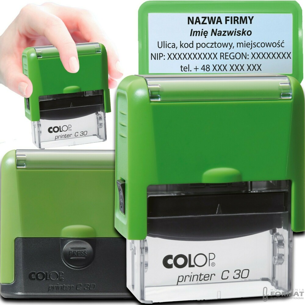 PIECZĄTKA COLOP C30 DO 6 LINII FIRMOWA IMIENNA BIUROWA PROJEKT + GUMKA 1