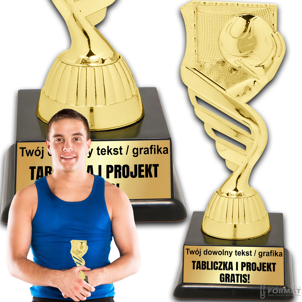 Puchar złoty trofeum nagroda statuetka piłka ręczna figurka 3d + GRAWER 19 cm 1