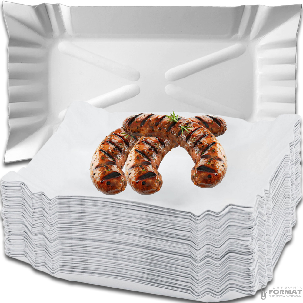 TACKA TACKI PAPIEROWE BIAŁE JEDNORAZOWE URODZINY GRILL EKO 14x20cm 100szt 1