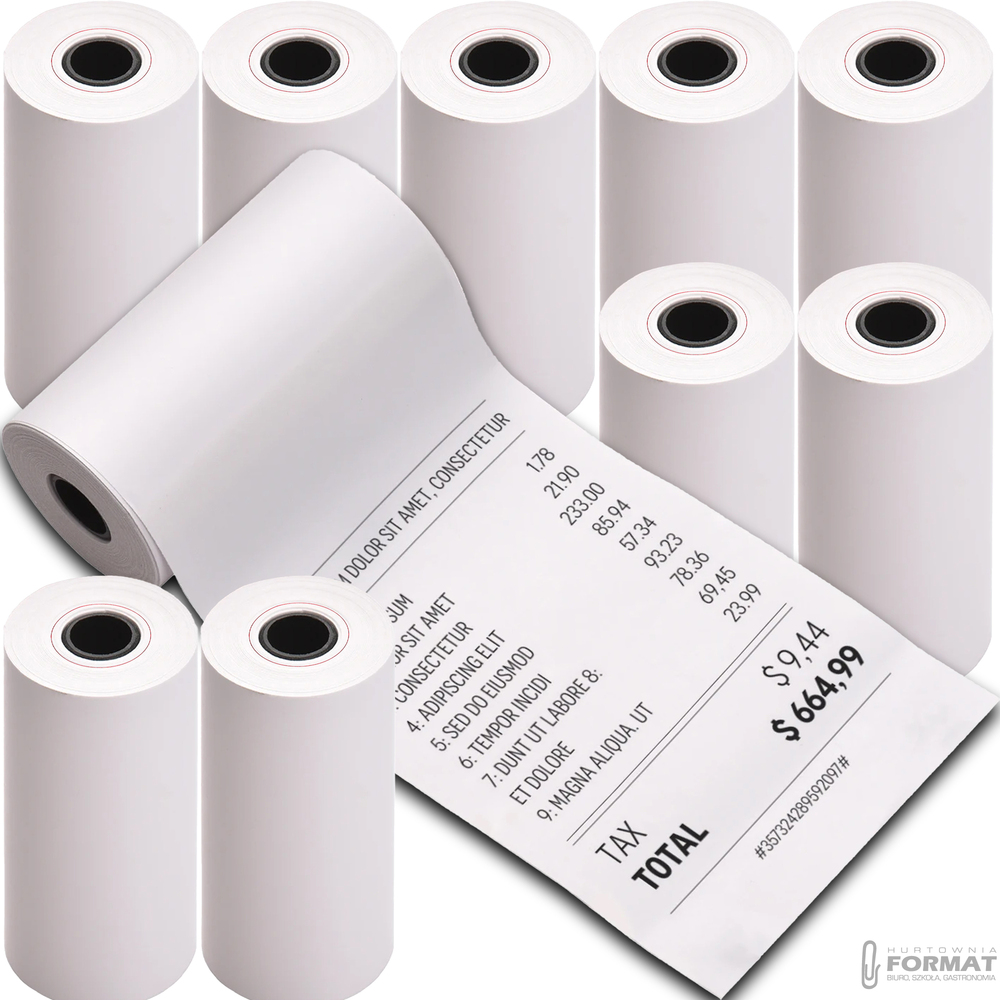 ROLKI TERMICZNE DO KAS FISKALNYCH TERMINALI TERMO 57mm x 30m 10szt 1