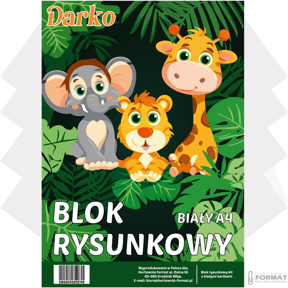 BLOK RYSUNKOWY BIAŁY A4 SZKOLNY 20 KARTEK ARKUSZY 80g/m DARKO 1