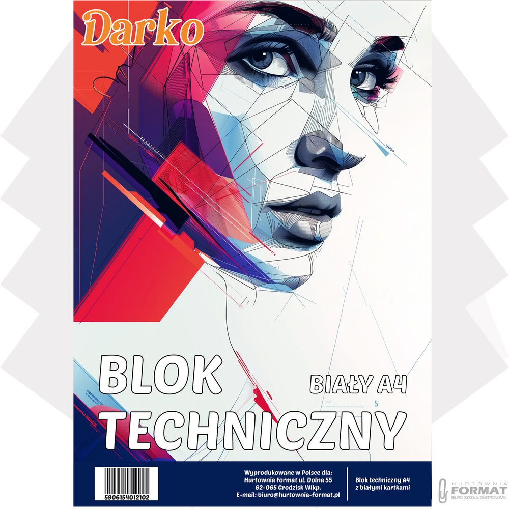 BLOK TECHNICZNY BIAŁY A4 SZKOLNY 10 KARTEK ARKUSZY 170g/m DARKO 1